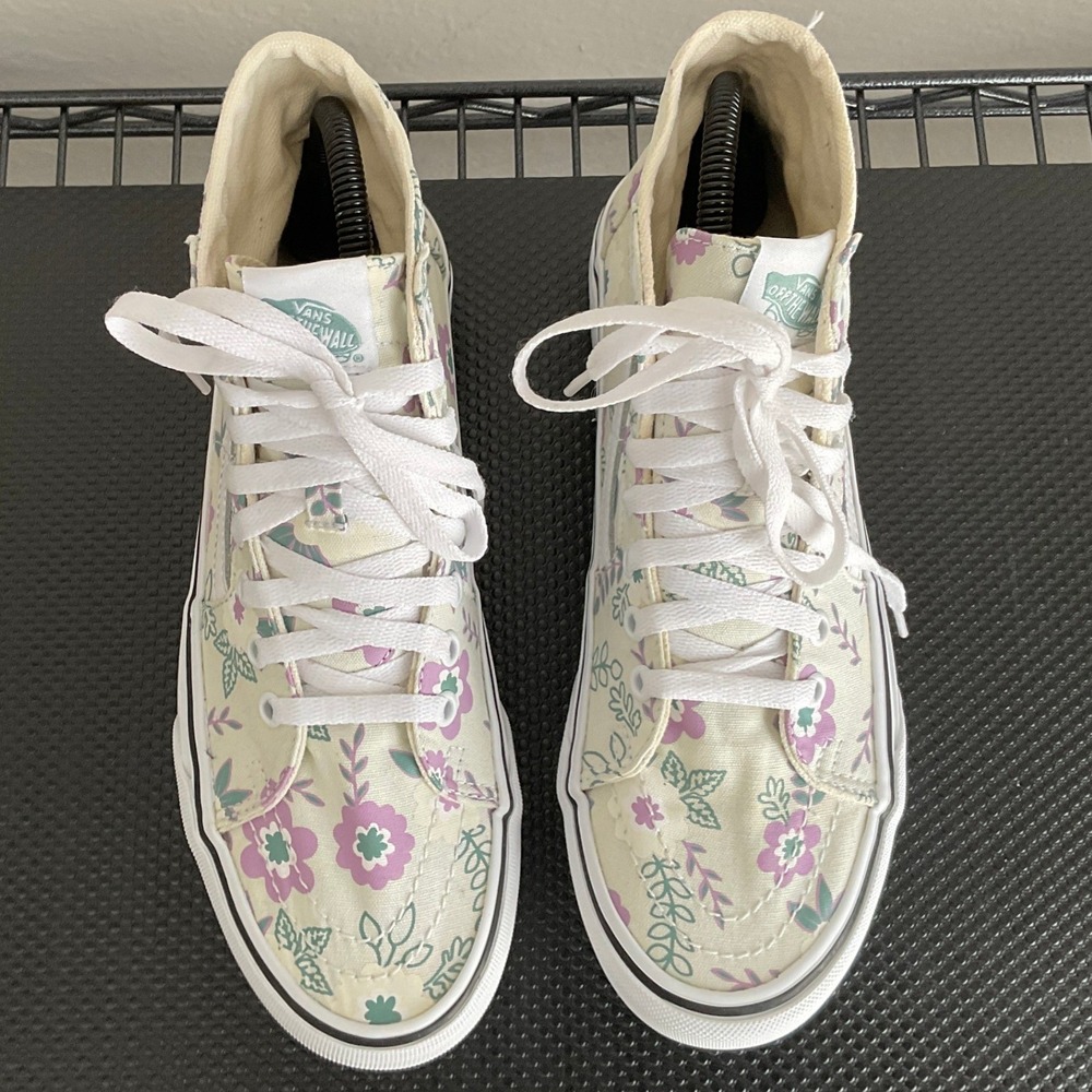 Vans Sk8-Hi Platform Floral Light Green Sneakers Womens 9 Mens 7.5 721356 - Picture 8 of 14